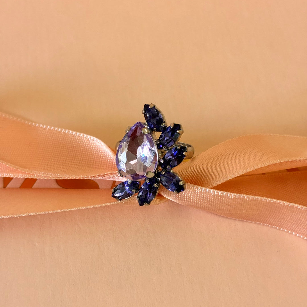 Purple and lilac teardrop silver plated set