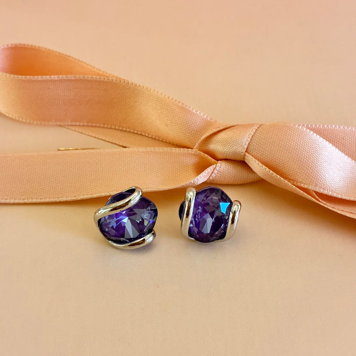 Murano purple pendant silver set