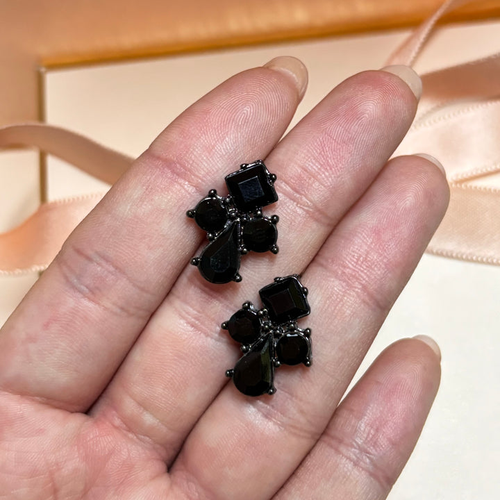 All black rhinestone stud eaerrings