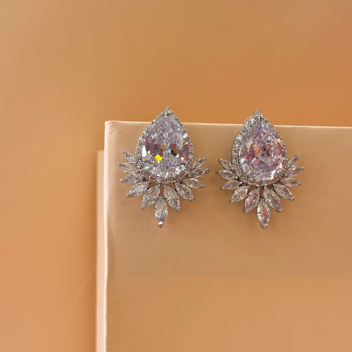 Silver zircone teardrop earrings