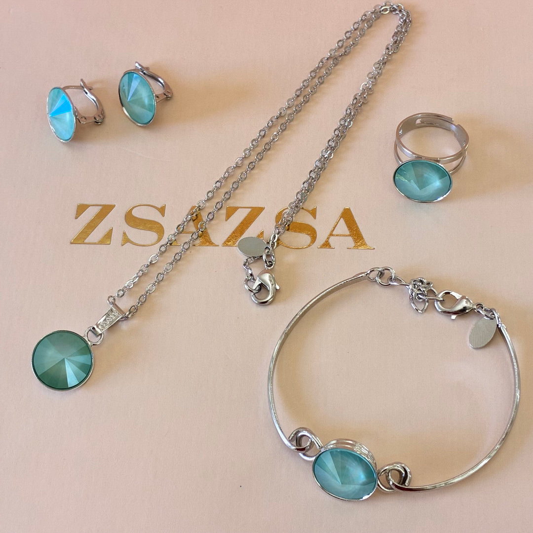 Mint Swarovski crystals set