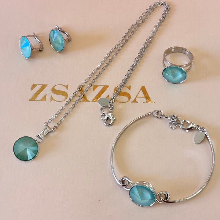 Mint Swarovski crystals set