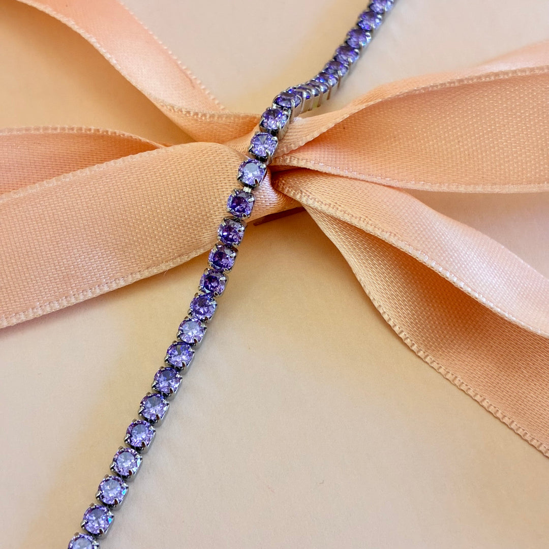 Lilac silver stainless steel bracelet