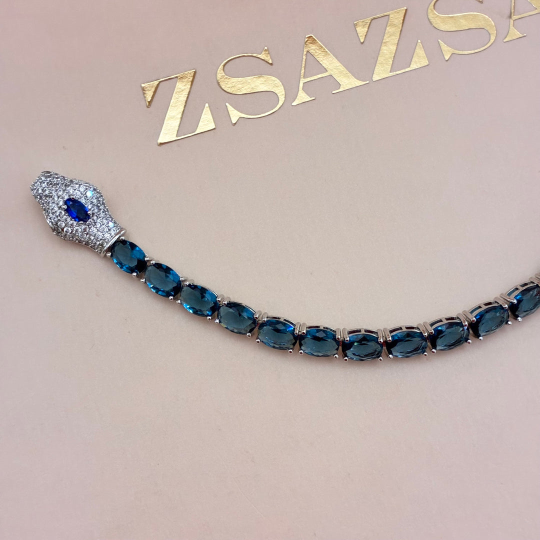 Snake navy blue zircone set
