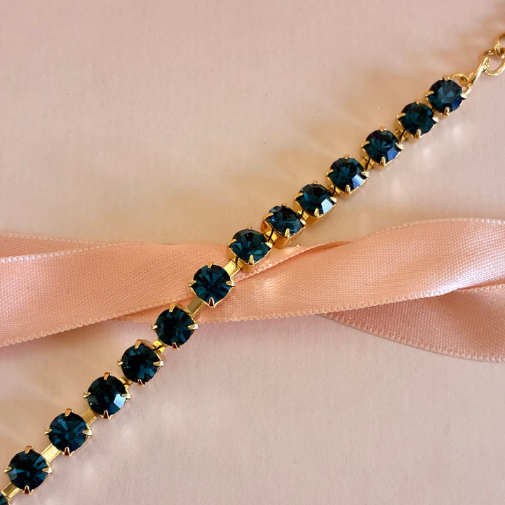 Navy blue Preciosa crystals gold plated bracelet