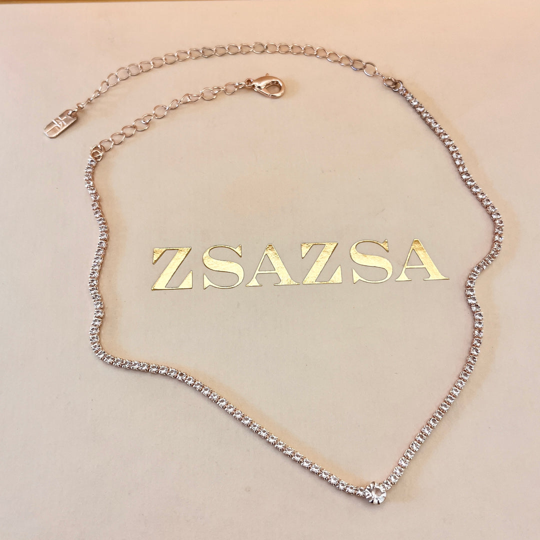 Rhinestone rose gold plated set