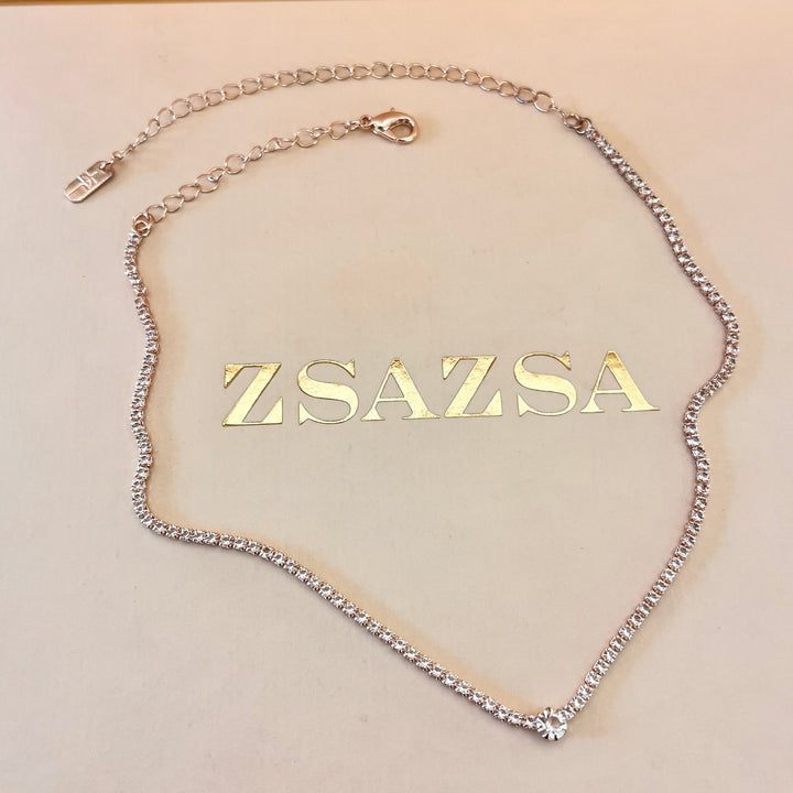 Rhinestone rose gold plated set