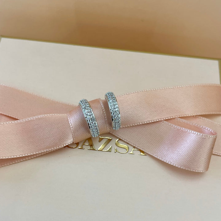 Silver zircone half hoops