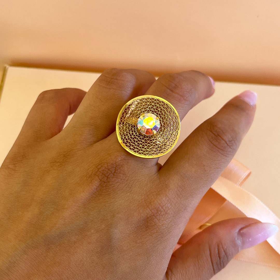 Aurora borealis Swarovski crystals and pearls set