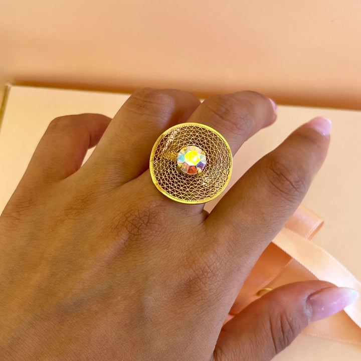 Aurora borealis Swarovski crystals and pearls set