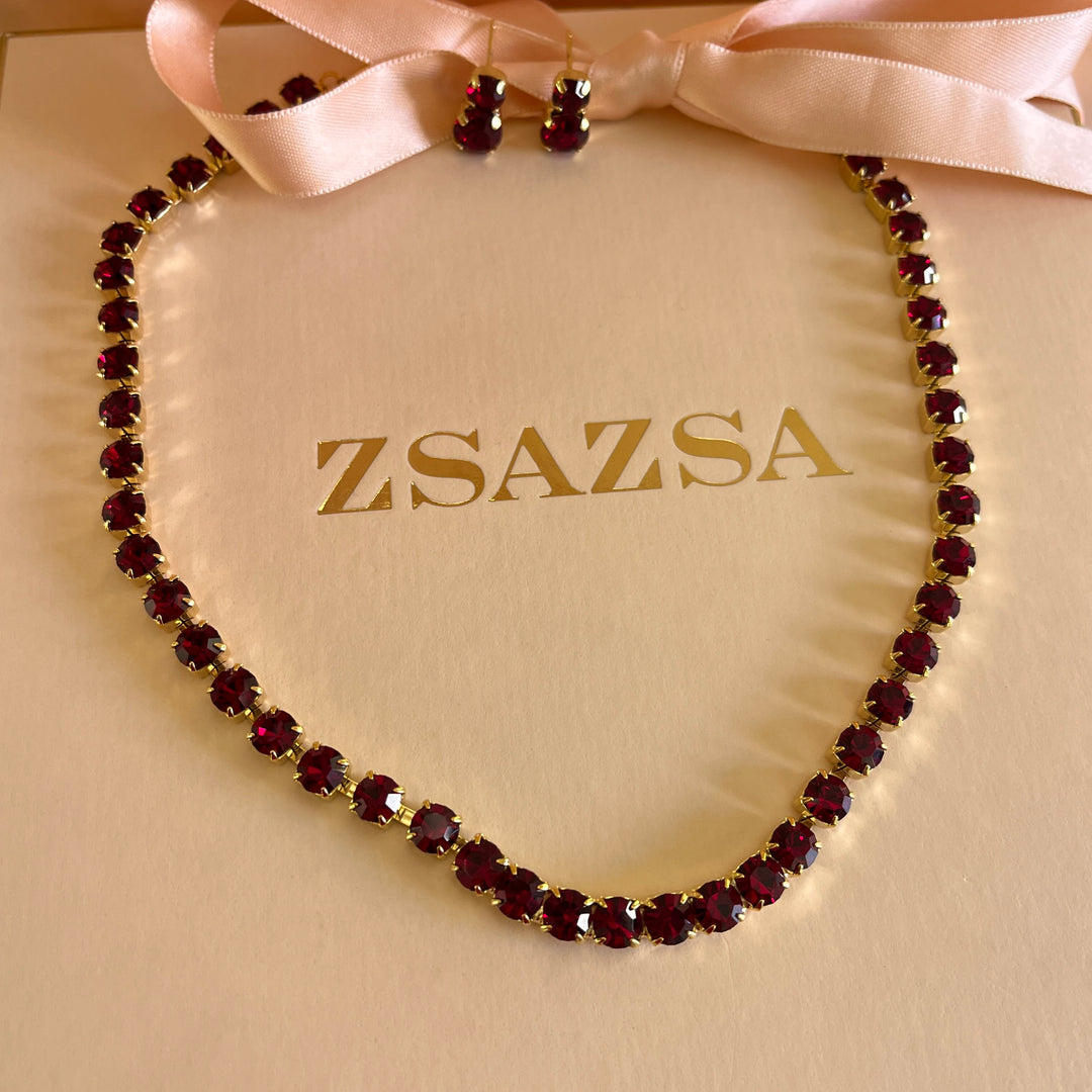 Dark red Swarovski crystals set