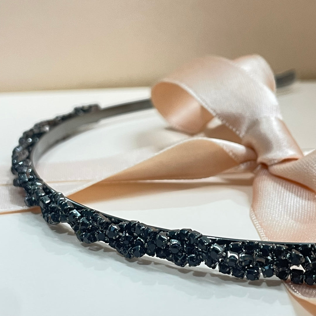All black rhinestone plait headband