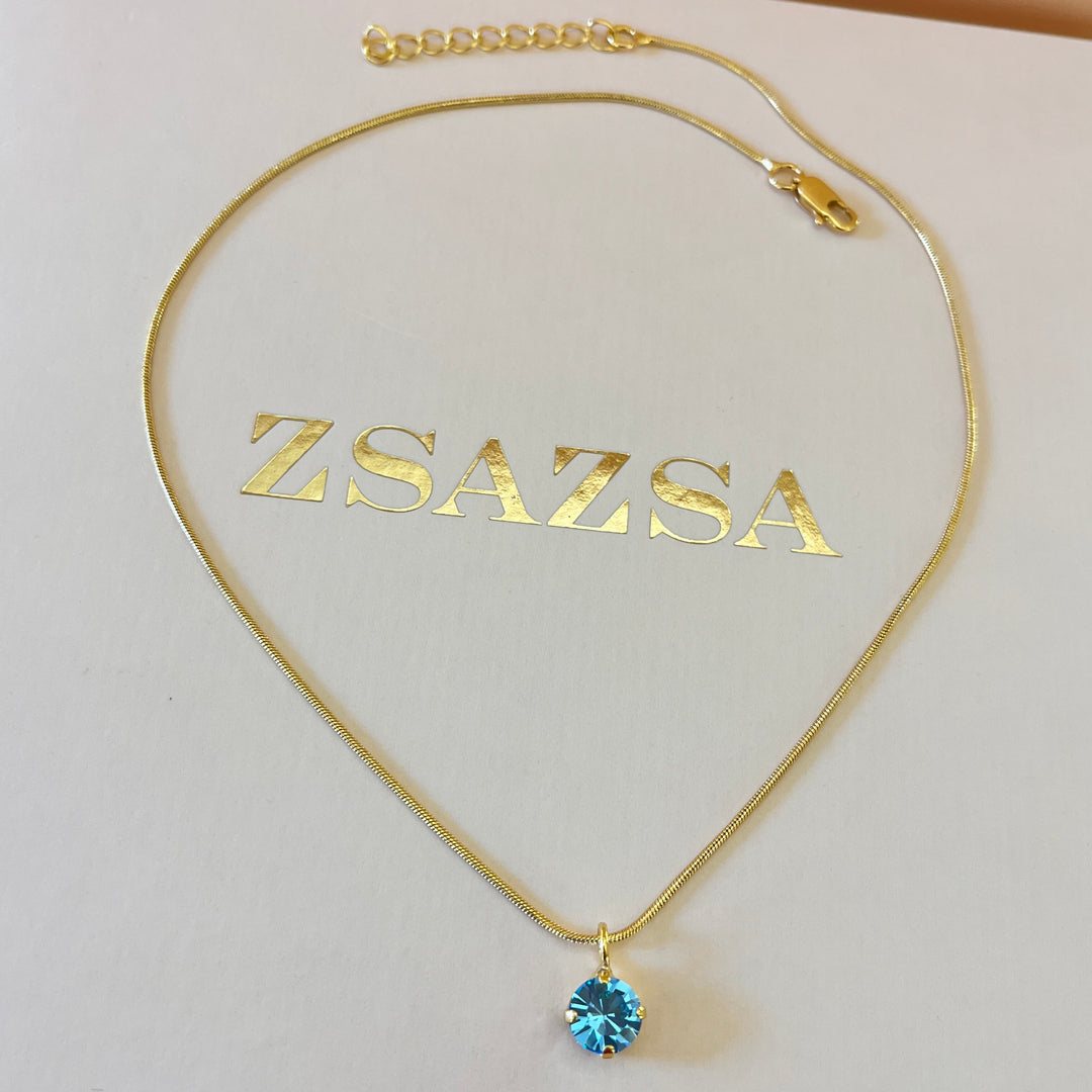 Turquoise round Swarovski crystal pendant