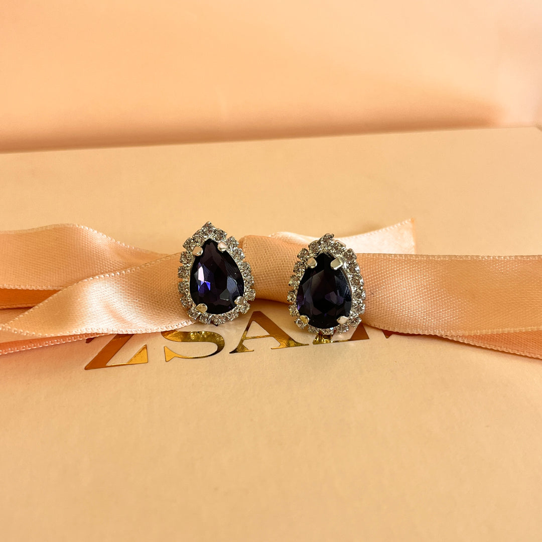 Purple teardrop preciosa crystals set