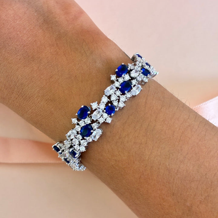 Royal blue zircone silver bracelet