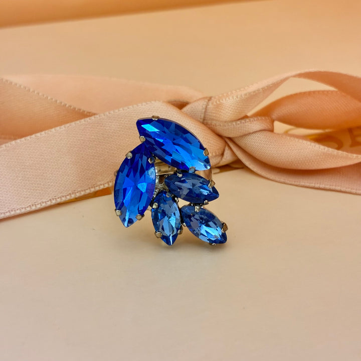 Royal blue leaves Swarovski crystals set