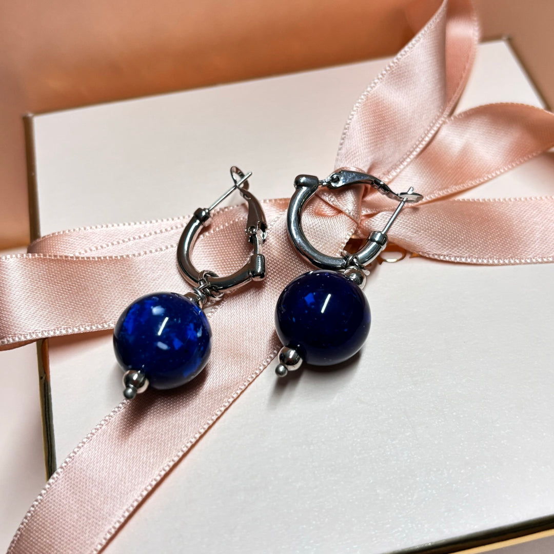 Blue pearl hoops