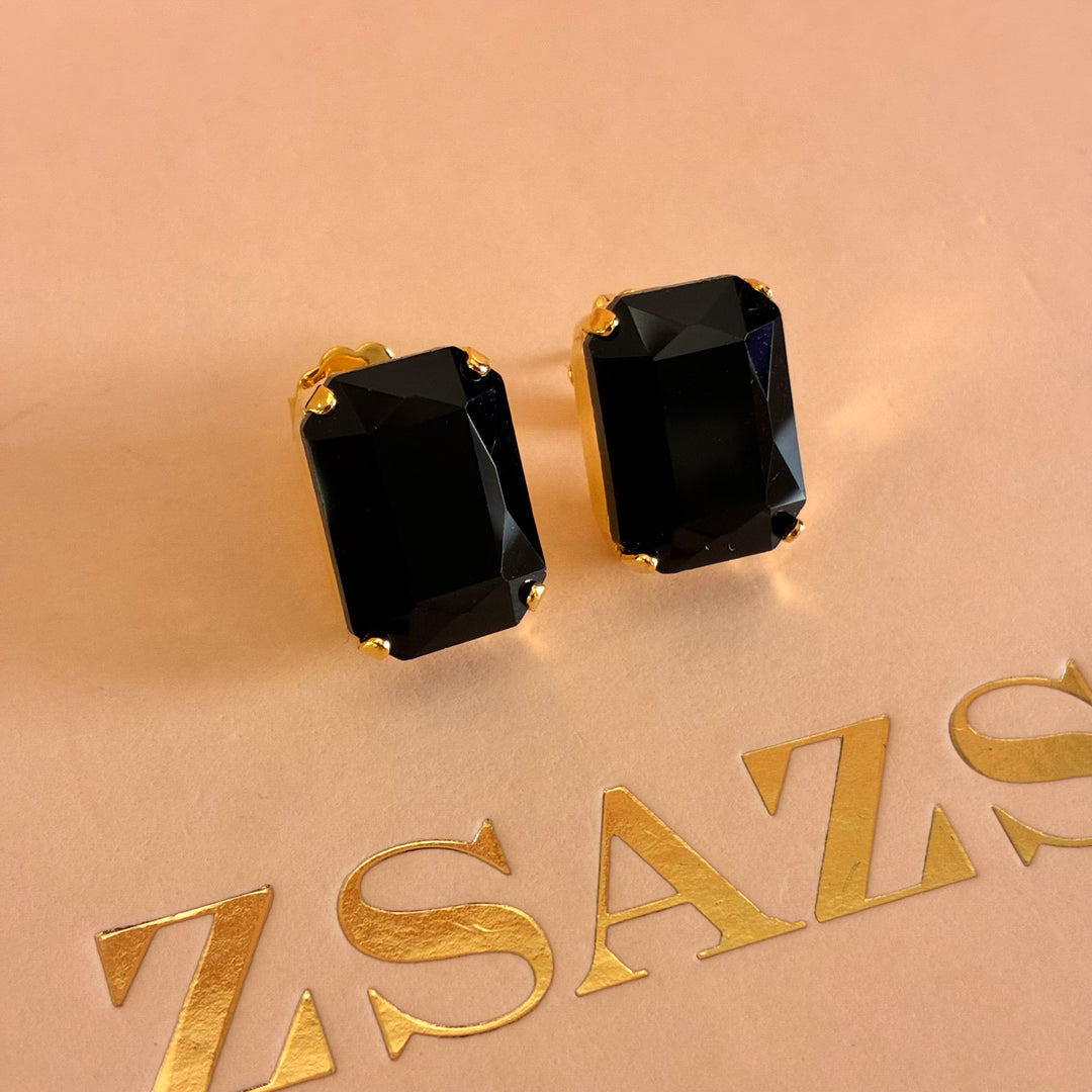 Black rectangular Preciosa crystals set