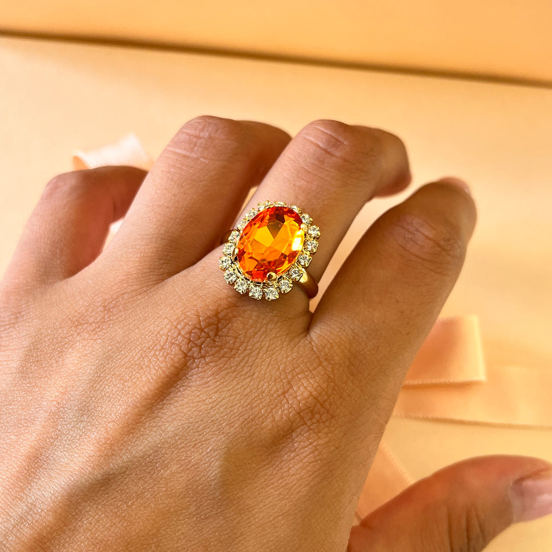 Orange oval Swarovski crystals set