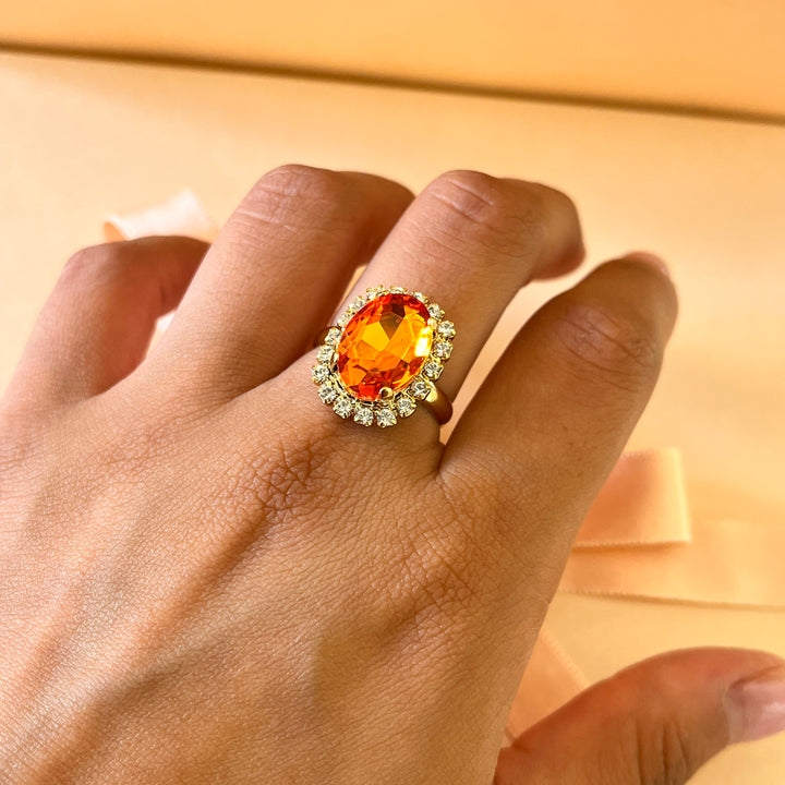 Orange oval Swarovski crystals set