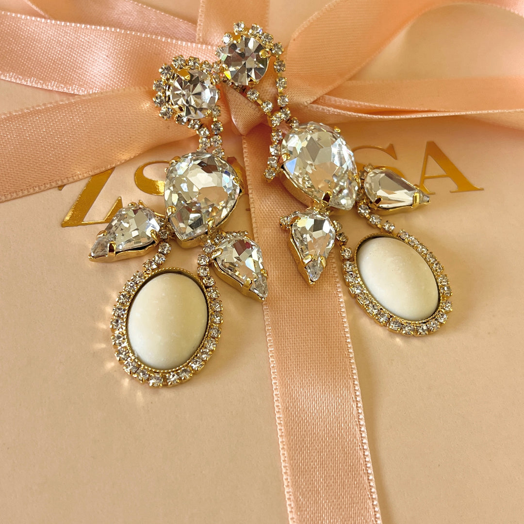 Nude earrings with Swarovski crystals