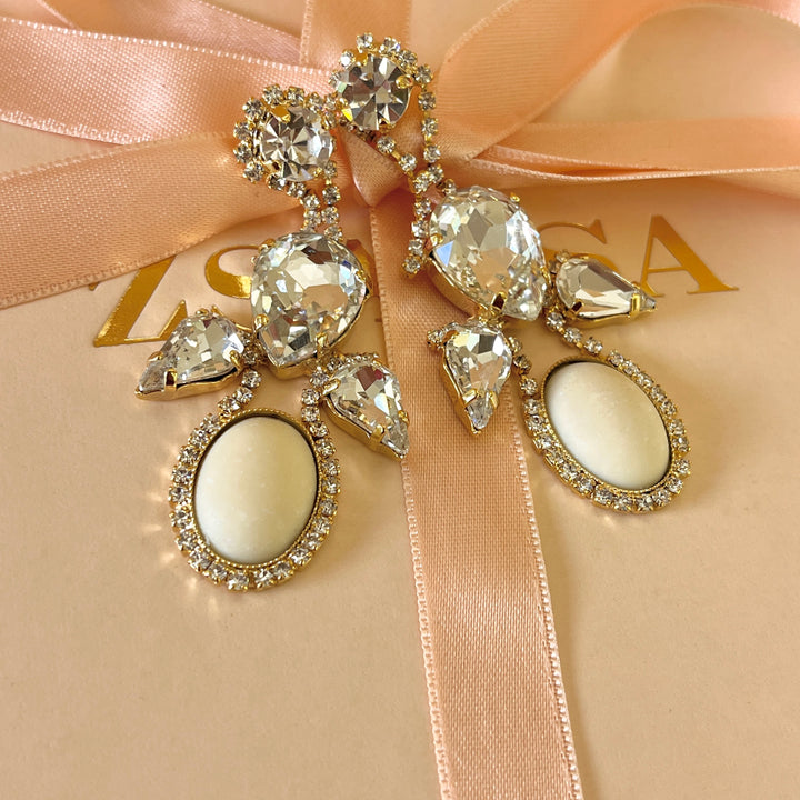 Nude earrings with Swarovski crystals
