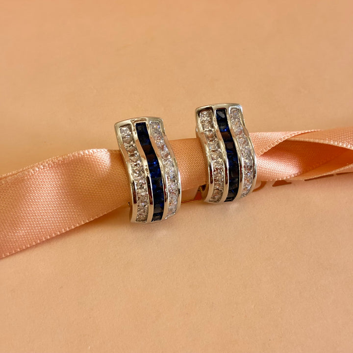 Navy blue zircone French clip earrings