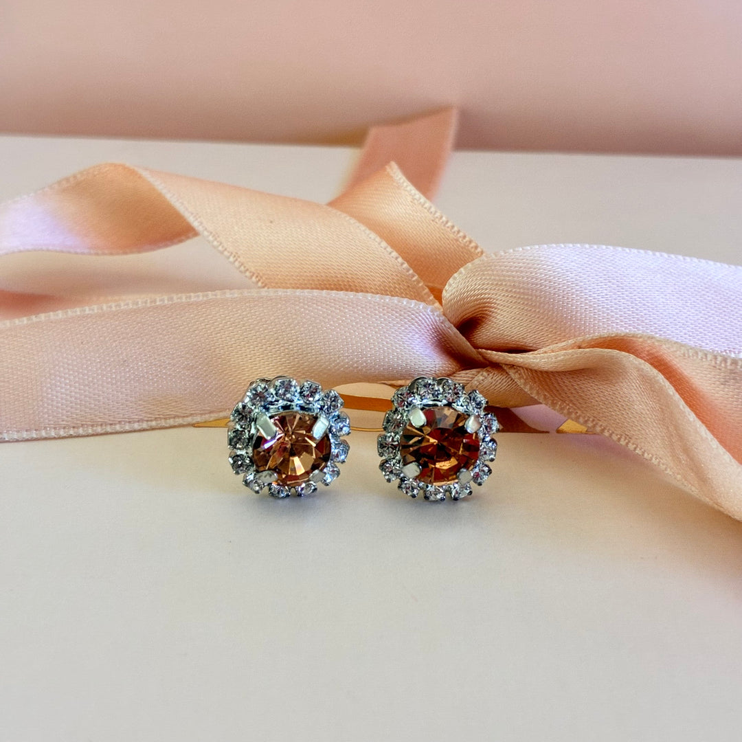 Peach dainty Preciosa crystals silver set