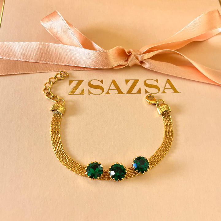 Dark green preciosa crystals set