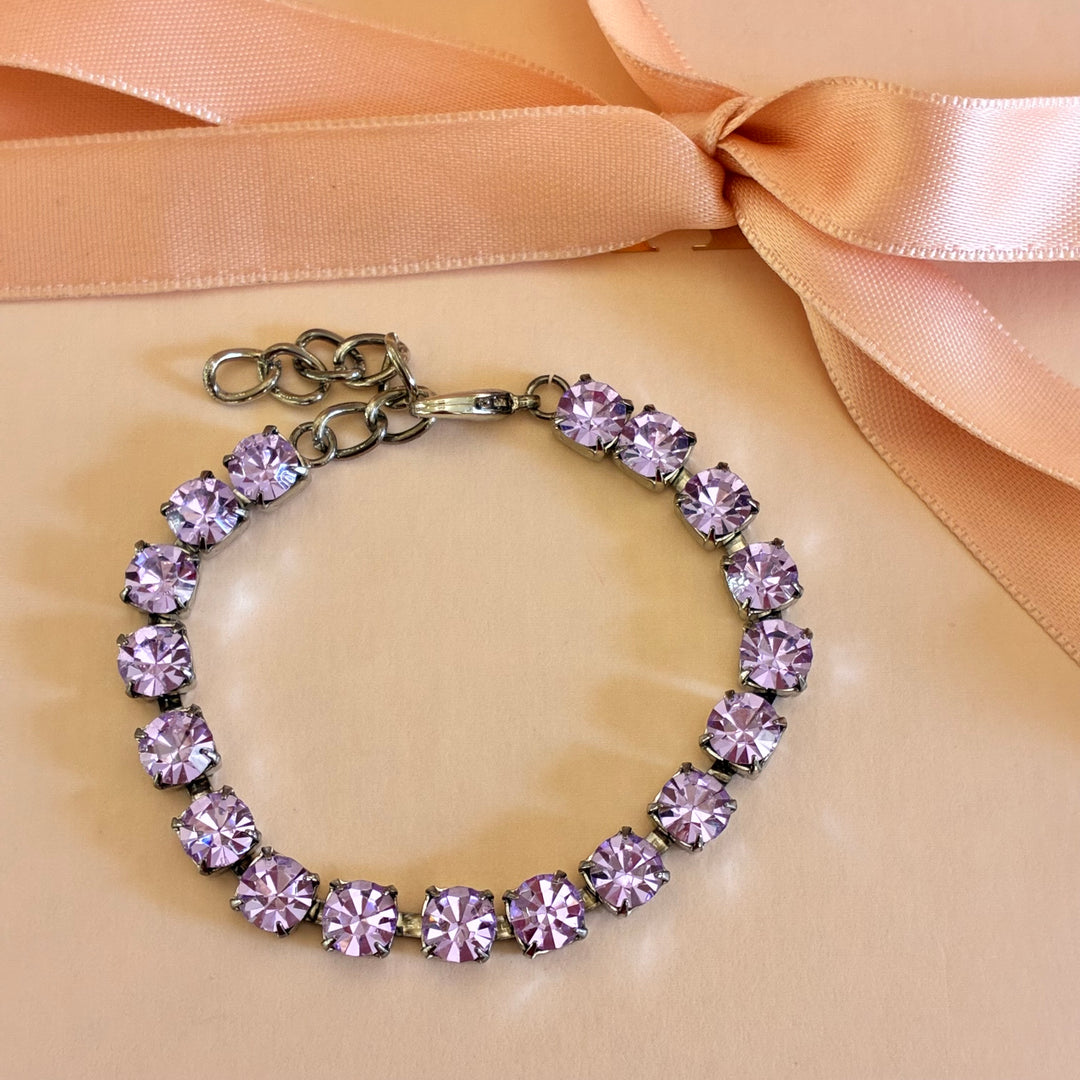 Lilac Swarovski crystals silver bracelet