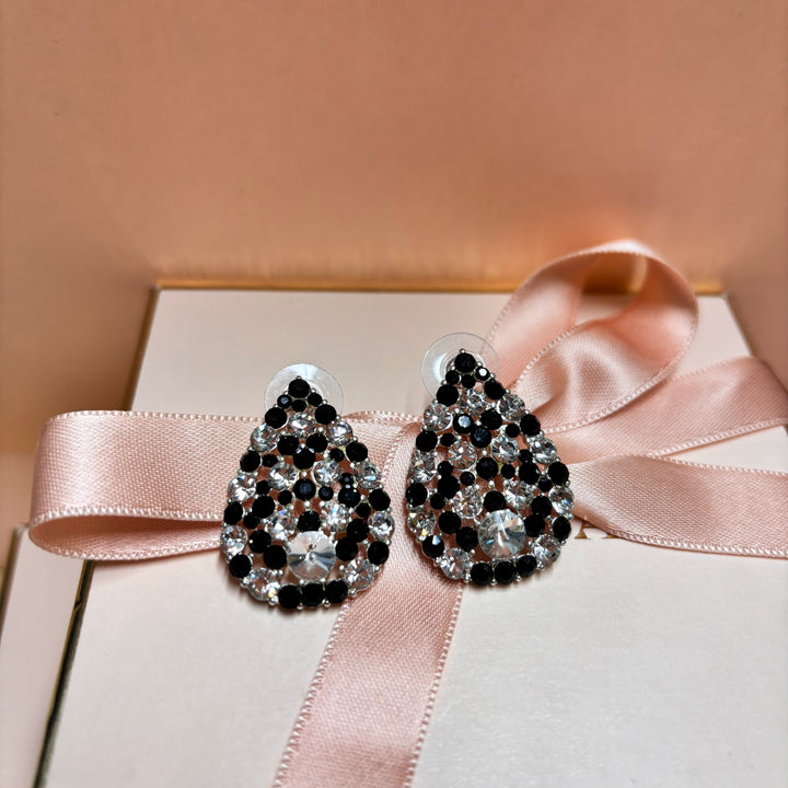 Black rhinestone silver studs