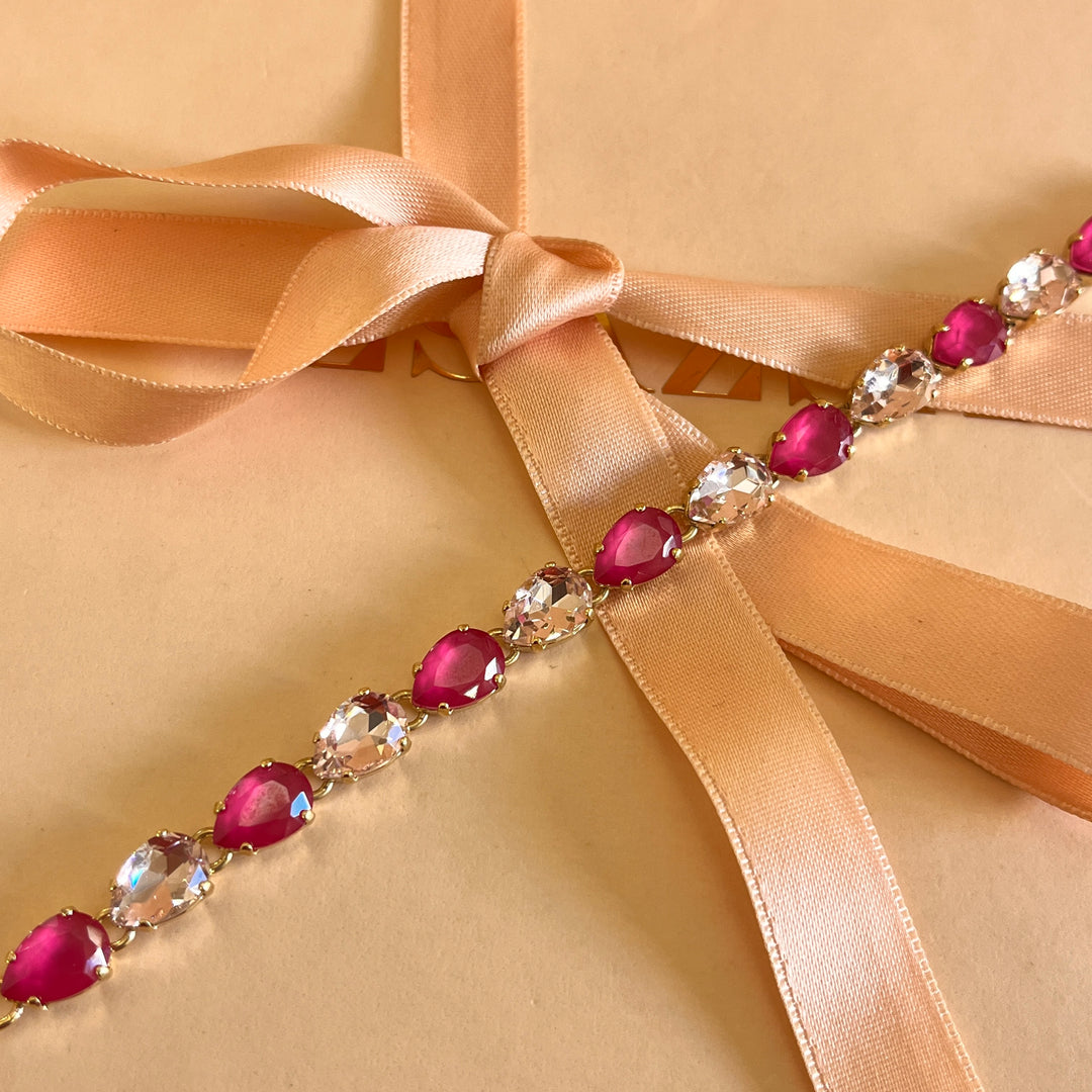 Pink and light pink Swarovski crystals bracelet