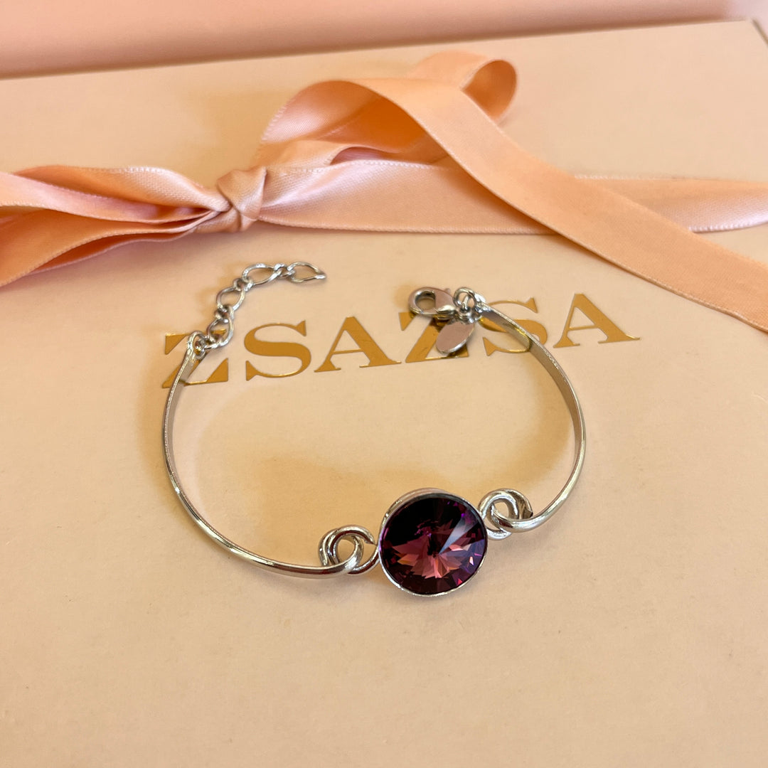 Purple Swarovski crystals hooks and bracelet