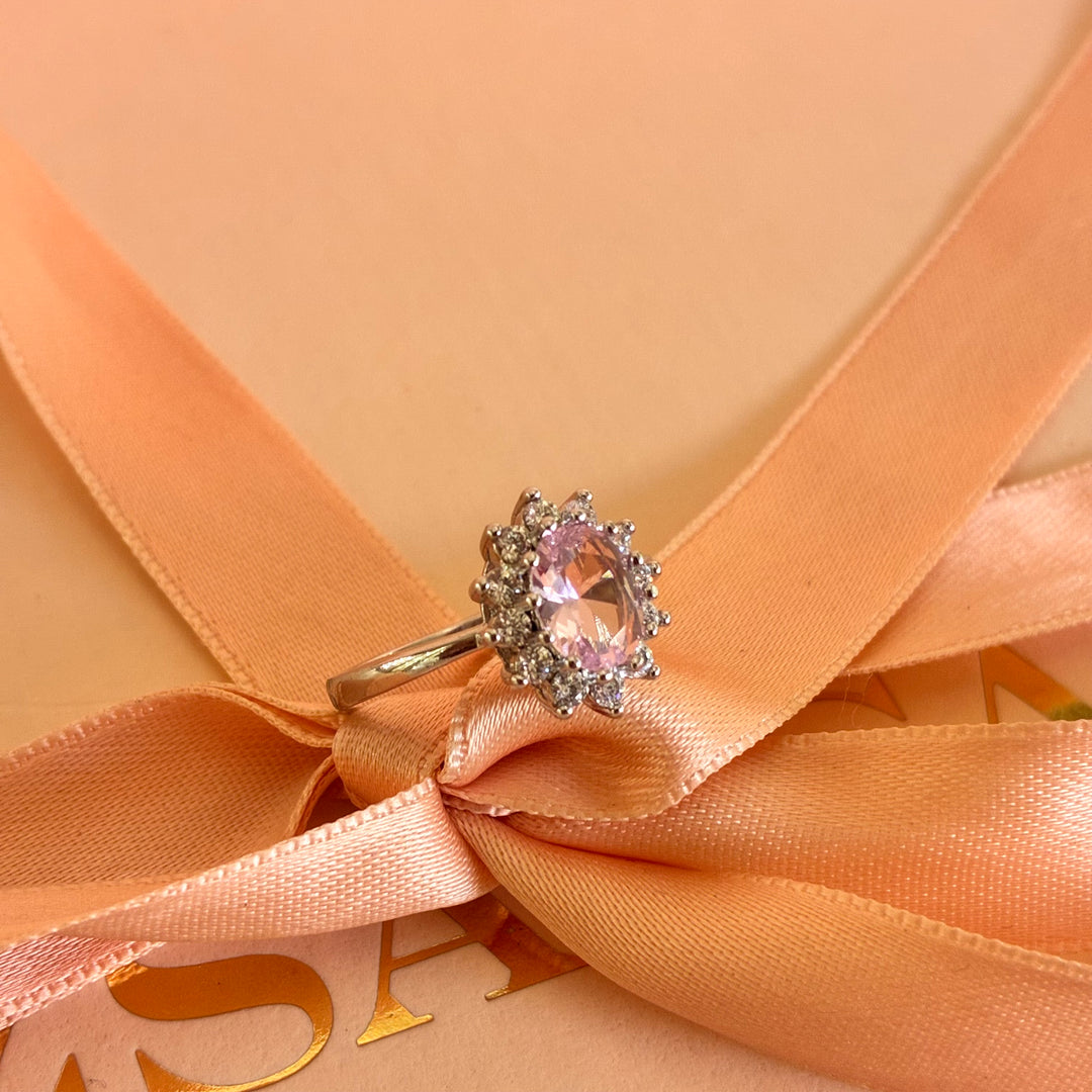 Oval CZ Accented Ring