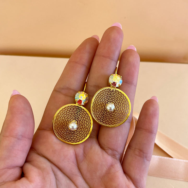 Aurora borealis Swarovski crystals and pearls set