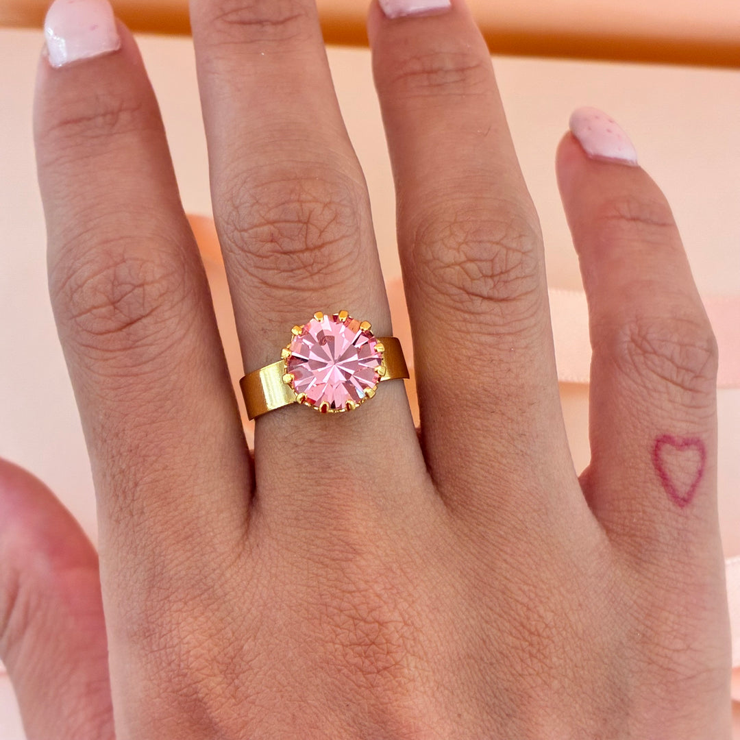 Pink Preciosa crystals gold plated set