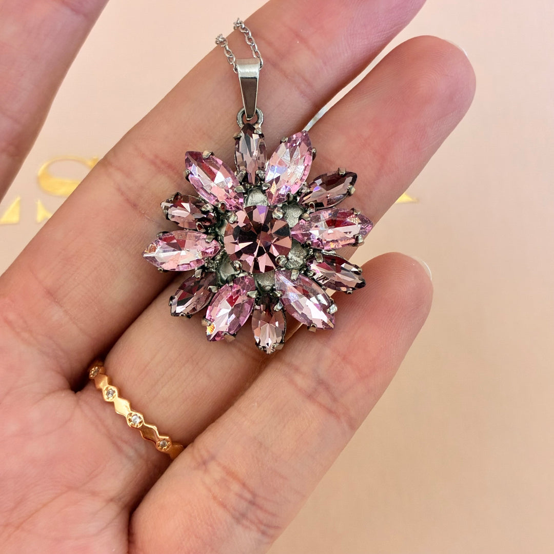 Flowers mauve preciosa crystals set