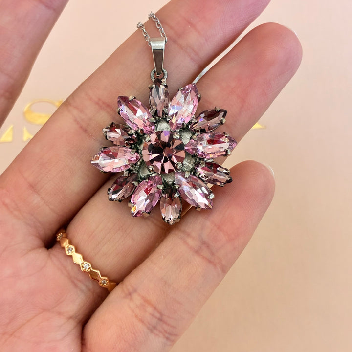 Flowers mauve preciosa crystals set