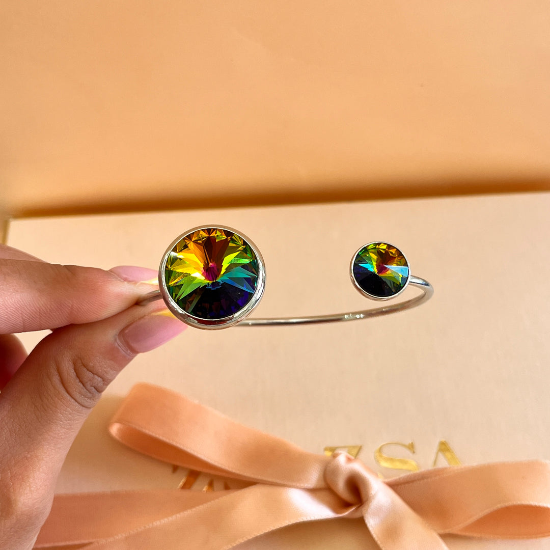 Watermelon Swarovski crystals bangle