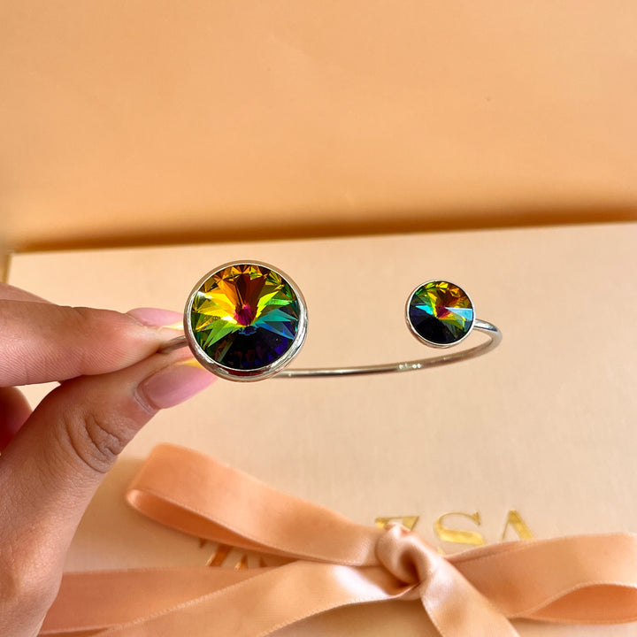 Watermelon Swarovski crystals bangle