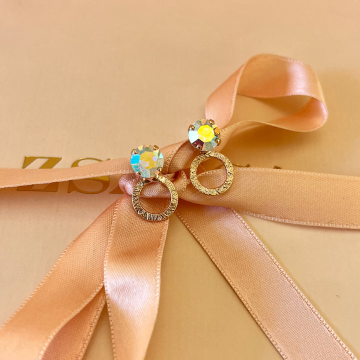 Aurora borealis handmade studs and ring