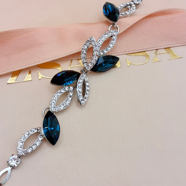 Marquise navy blue Swarovski crystals bracelet