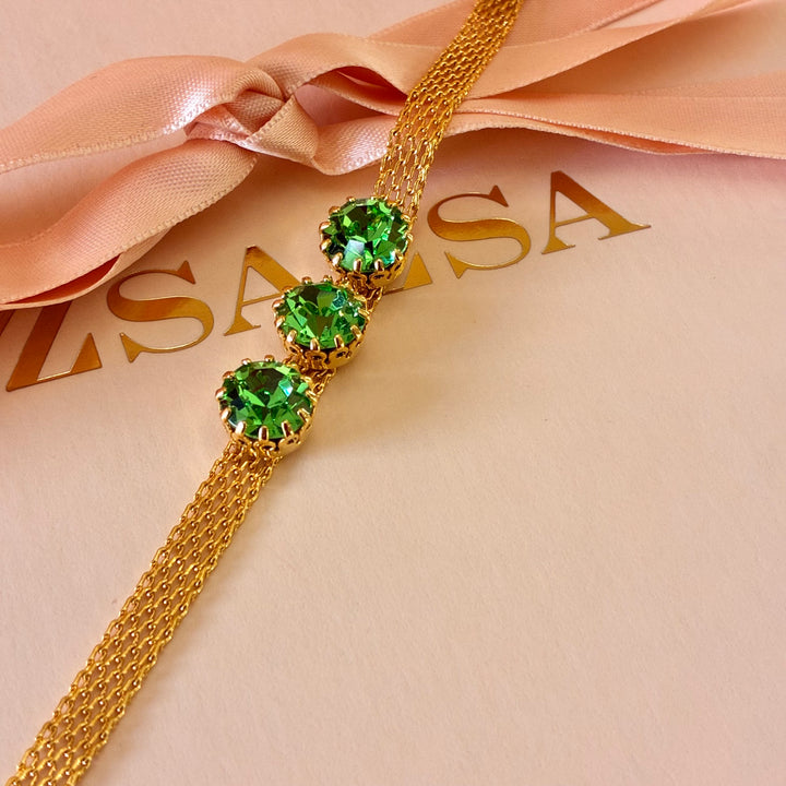 3 green stones Preciosa crystals bracelet