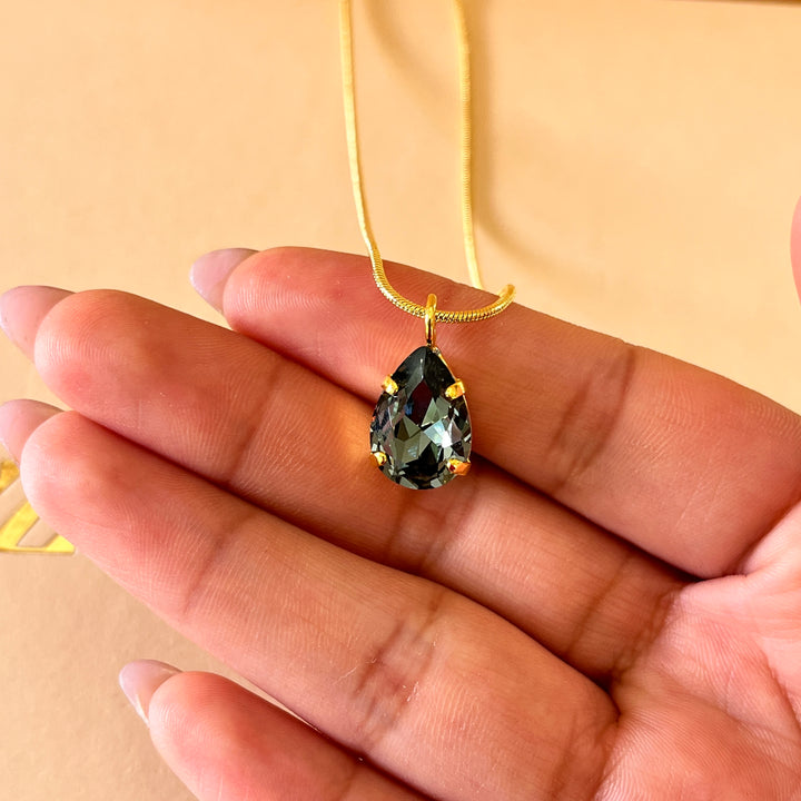 Grey teardrop preciosa crystal pendant