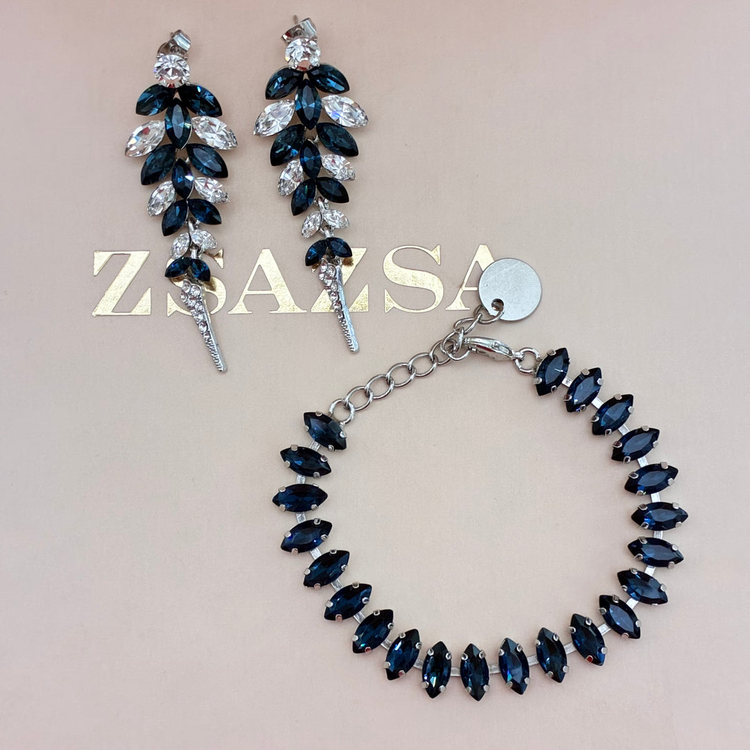 Marquise navy blue precios crystals set