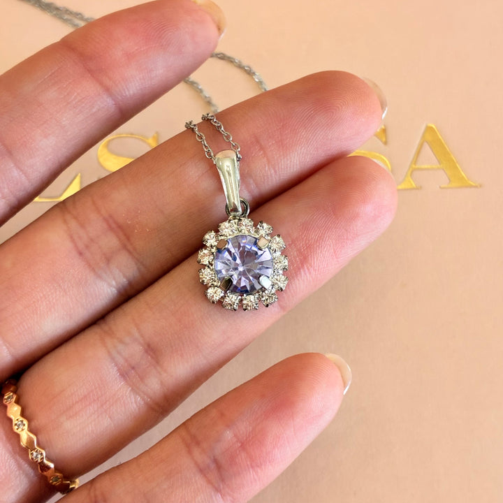 Lilac dainty Preciosa crystals silver set