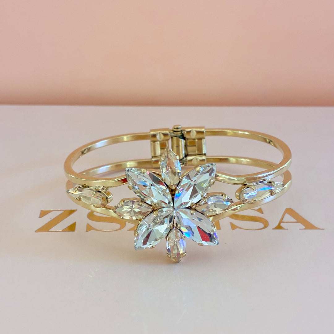 Flower Champagne Swarovski crystals set