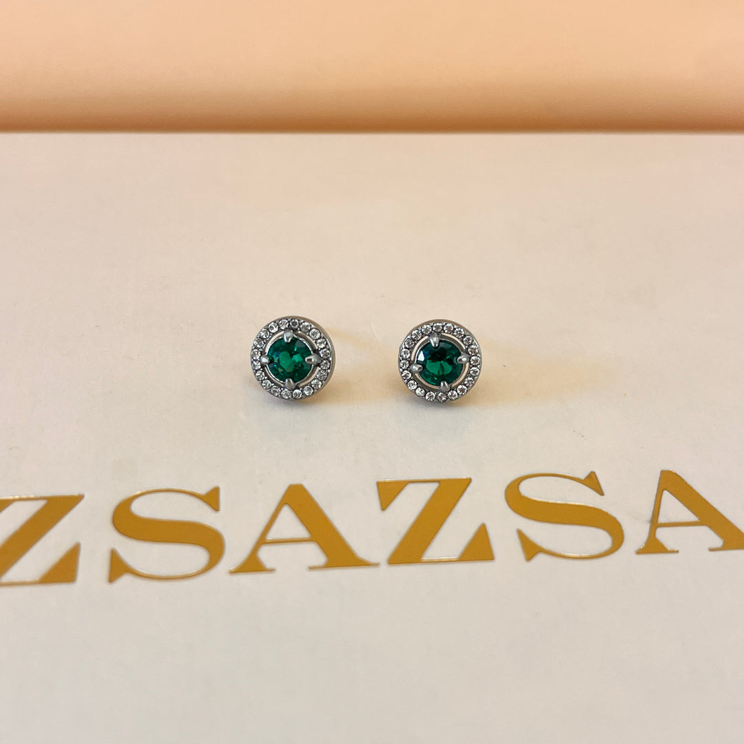 Dark green zircone studs and bracelet