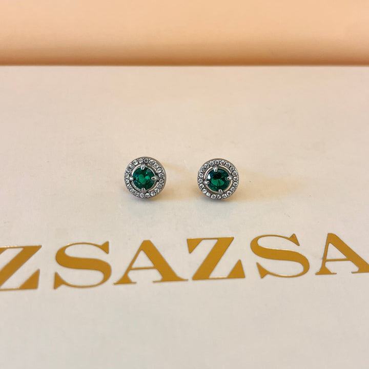 Dark green zircone studs and bracelet