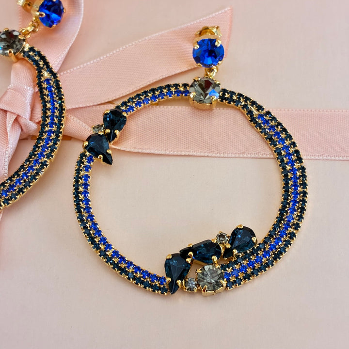 Statement shades of blue earrings